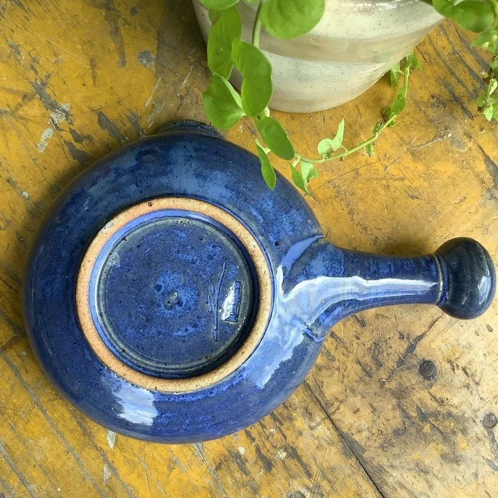Handcrafted Signed Pottery Blue Lemon Zester